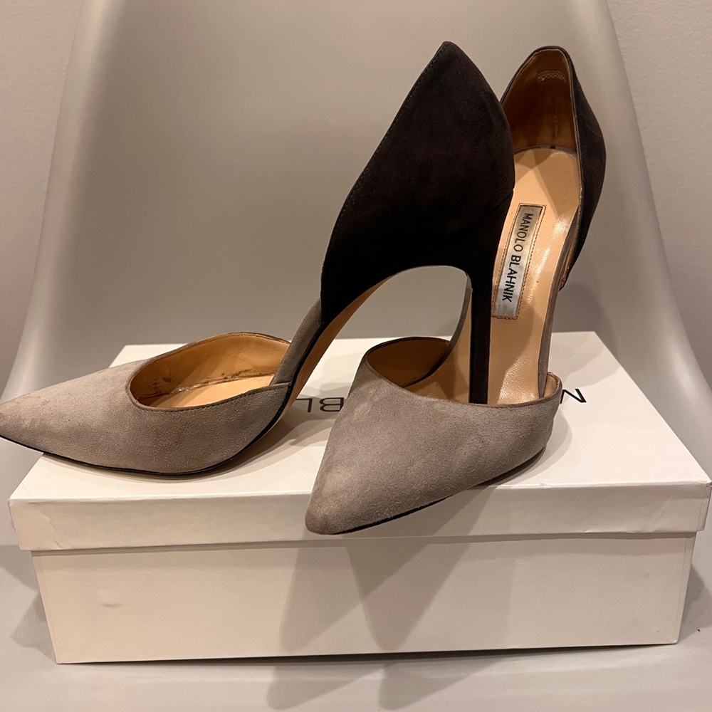 Manolo Blahnik Black and Gray Stiletto Heels size 9